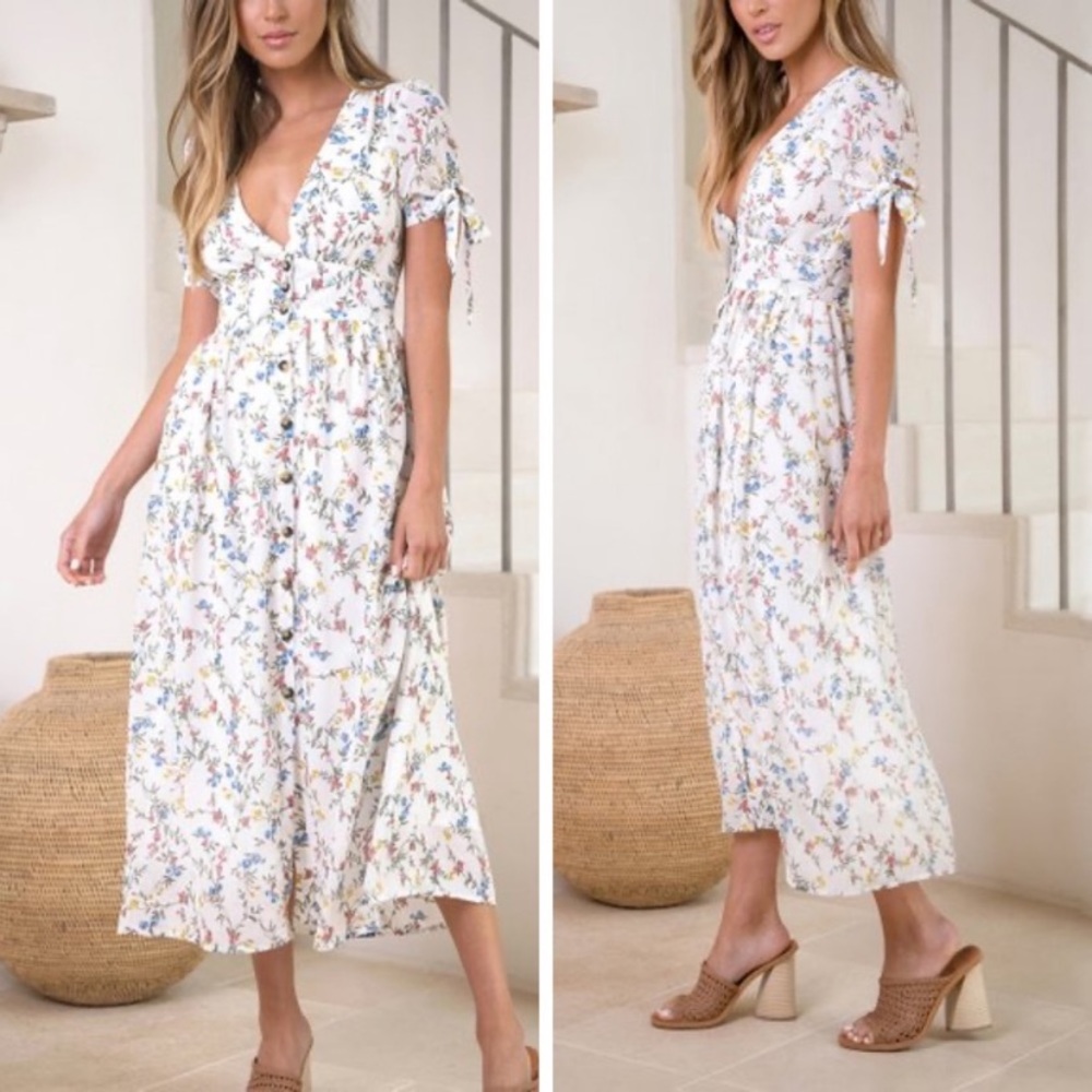 Lost in Lunar Floral Dress🩵